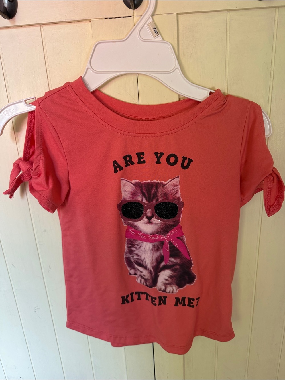 3/$6 Girls Coral Graphic Short-Sleeve Tee with Kitten Print